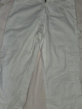 Vintage Dickies Carpenter Pants Snow White Canvas Baggy Wide Leg Dungarees 90s